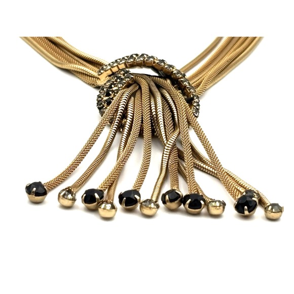 Antique Vintage Gold  toned Tassel Necklace Snake‎ Chains - Picture 10 of 14